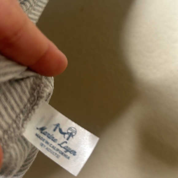 Marine Layer Short Sleeve Henley Supima Cotton Micro Modal Striped Shirt Gray M - Picture 11 of 13